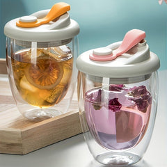Glass Cup With Lid Double Walled High Borosilicate Espresso Water Cup