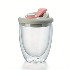 Glass Cup With Lid Double Walled High Borosilicate Espresso Water Cup