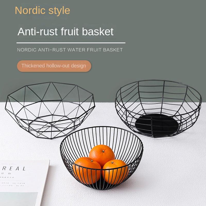 Nordic Style Wrought Iron Fruit Plate Storage Basket