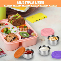 4pcs Stainless Steel Salad Dressing Containers with Leakproof Lids