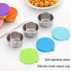4pcs Stainless Steel Salad Dressing Containers with Leakproof Lids