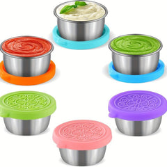 4pcs Stainless Steel Salad Dressing Containers with Leakproof Lids