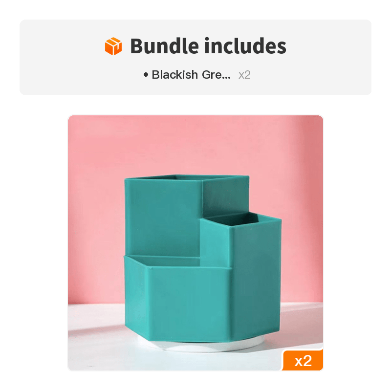 360 Degree Rotating Pen Holder with 3 Compartments for Desk Organization