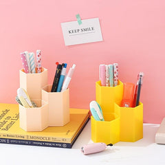 360 Degree Rotating Pen Holder with 3 Compartments for Desk Organization