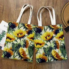 Sunflower Series 3 Printed Eco Tote Bag Reusable Canvas Shoulder Bag