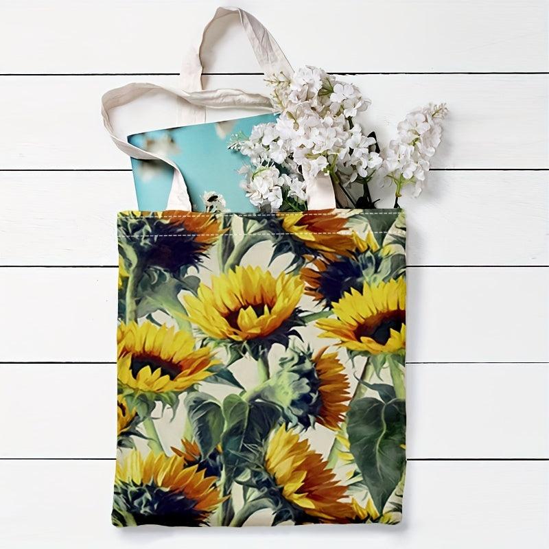 Sunflower Series 3 Printed Eco Tote Bag Reusable Canvas Shoulder Bag