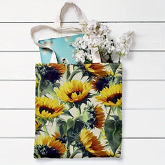 Sunflower Series 3 Printed Eco Tote Bag Reusable Canvas Shoulder Bag