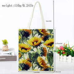 Sunflower Series 3 Printed Eco Tote Bag Reusable Canvas Shoulder Bag