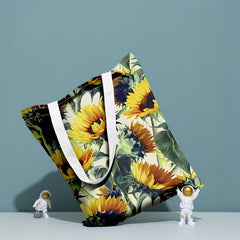 Sunflower Series 3 Printed Eco Tote Bag Reusable Canvas Shoulder Bag