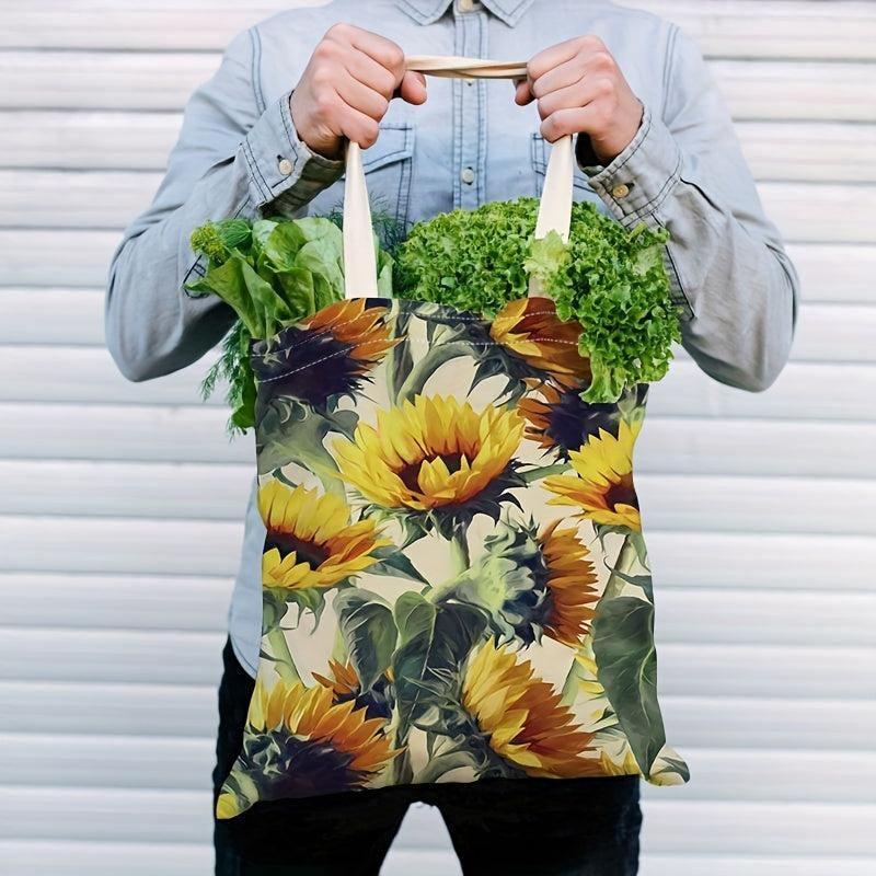 Sunflower Series 3 Printed Eco Tote Bag Reusable Canvas Shoulder Bag
