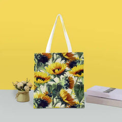 Sunflower Series 3 Printed Eco Tote Bag Reusable Canvas Shoulder Bag