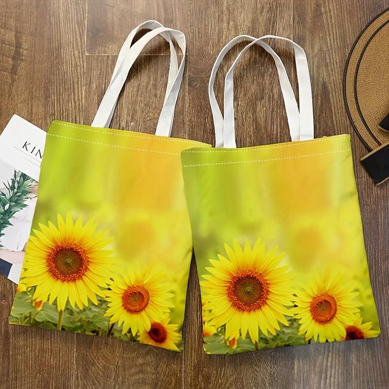 Sunflower Series 7 Printed Pattern Shopping Tote Bag Reusable Storage Bag
