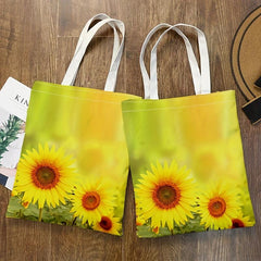 Sunflower Series 7 Printed Pattern Shopping Tote Bag Reusable Storage Bag