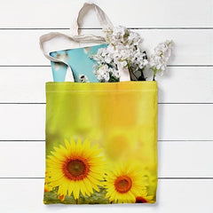 Sunflower Series 7 Printed Pattern Shopping Tote Bag Reusable Storage Bag