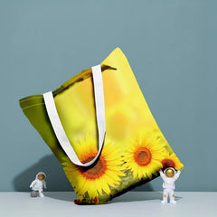 Sunflower Series 7 Printed Pattern Shopping Tote Bag Reusable Storage Bag