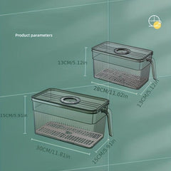 2pcs Food Refrigerator Crisper PET Plastic Large Capacity Storage Box