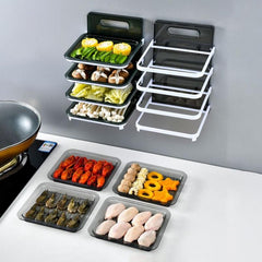 Space Saving Foldable Side Dish Tray for Kitchen Storage