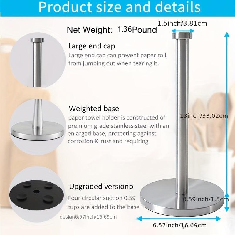 Countertop Paper Towel Holder with Weighted Base - Kitchen Bathroom Supply