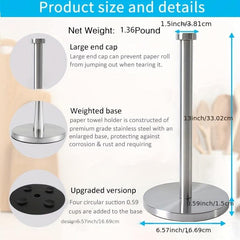 Countertop Paper Towel Holder with Weighted Base - Kitchen Bathroom Supply