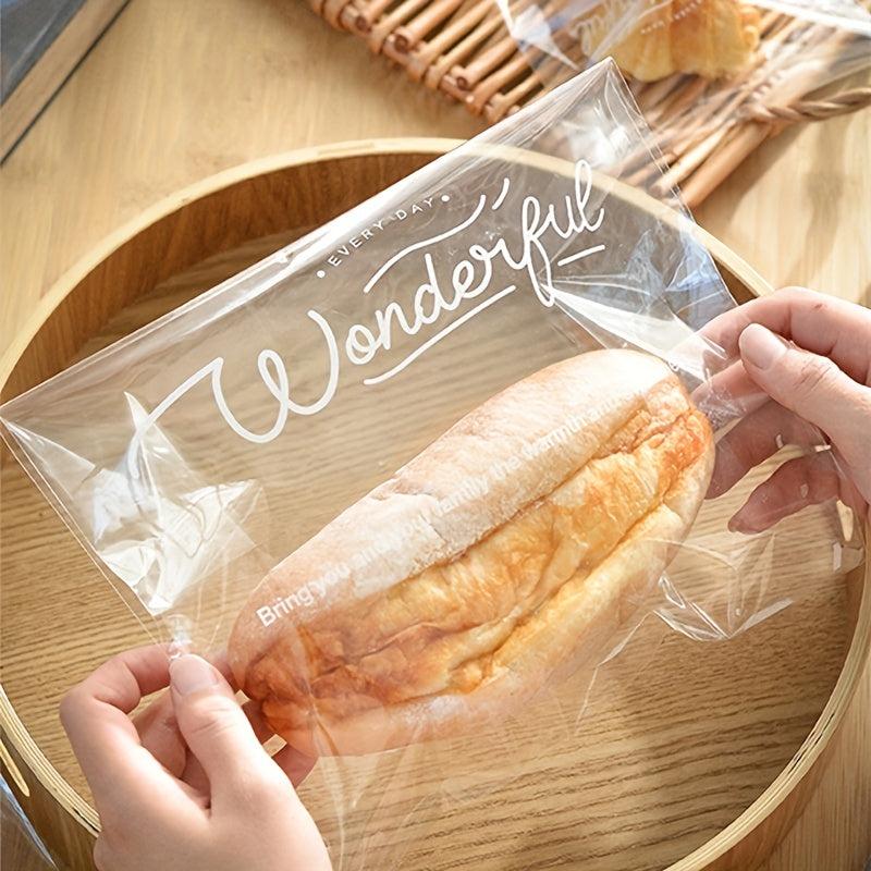 100pcs Transparent Self Sealing Bags for Baking Croissants Disposable Packaging