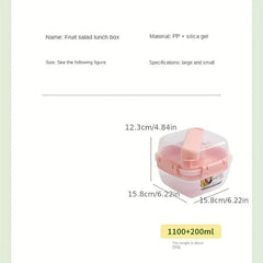 Double Layer Picnic Fruit Salad Box Portable Leakproof Lunch Container