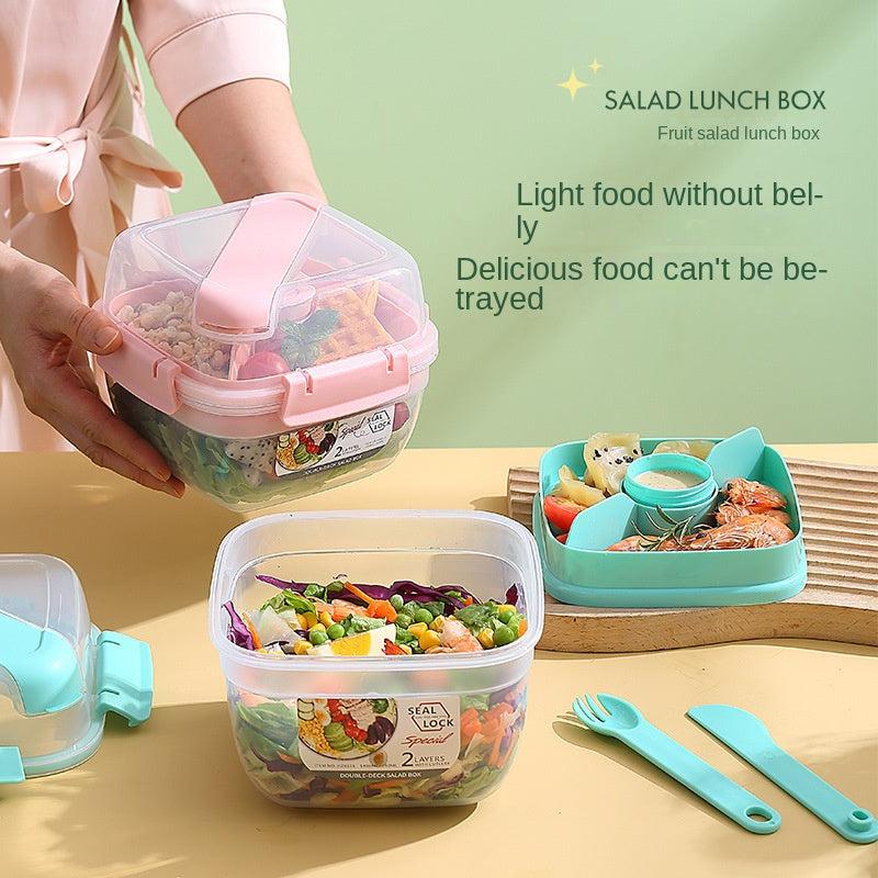 Double Layer Picnic Fruit Salad Box Portable Leakproof Lunch Container
