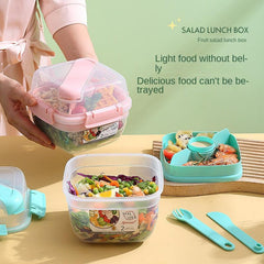 Double Layer Picnic Fruit Salad Box Portable Leakproof Lunch Container