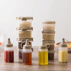 4Pcs Mini Sauce Seasoning Container Box Portable Bottle Transparent Scowizer
