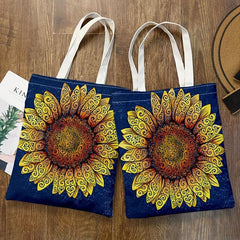Sunflower Series Printed Eco Friendly Tote Bag Canvas Shoulder Bag