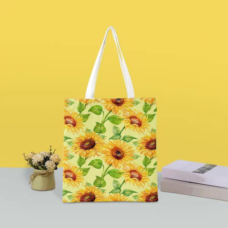 Sunflower Series 8 Printed Pattern Eco Friendly Shopping Tote Bag