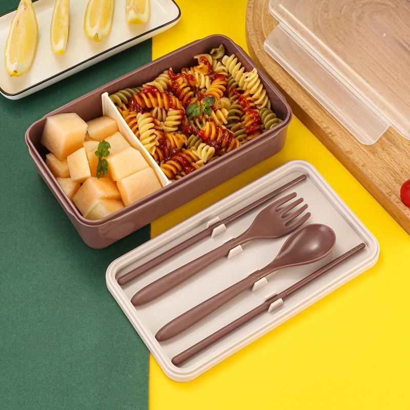 Leakproof Multicolor Lunch Box Set with Utensils - Ideal for School and Work