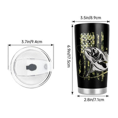 20oz Stainless Steel Patriotic Fishing Tumbler - Vacuum Insulated Travel Mug