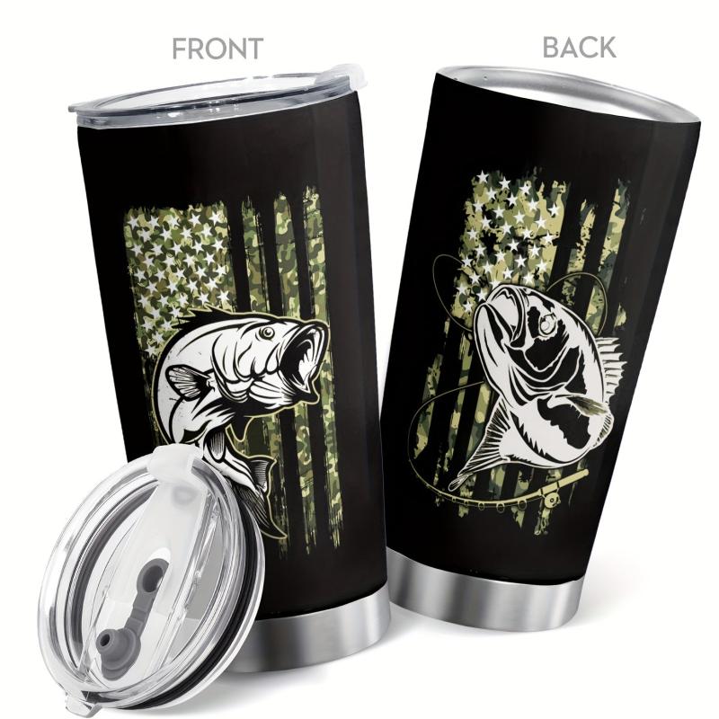 20oz Stainless Steel Patriotic Fishing Tumbler - Vacuum Insulated Travel Mug