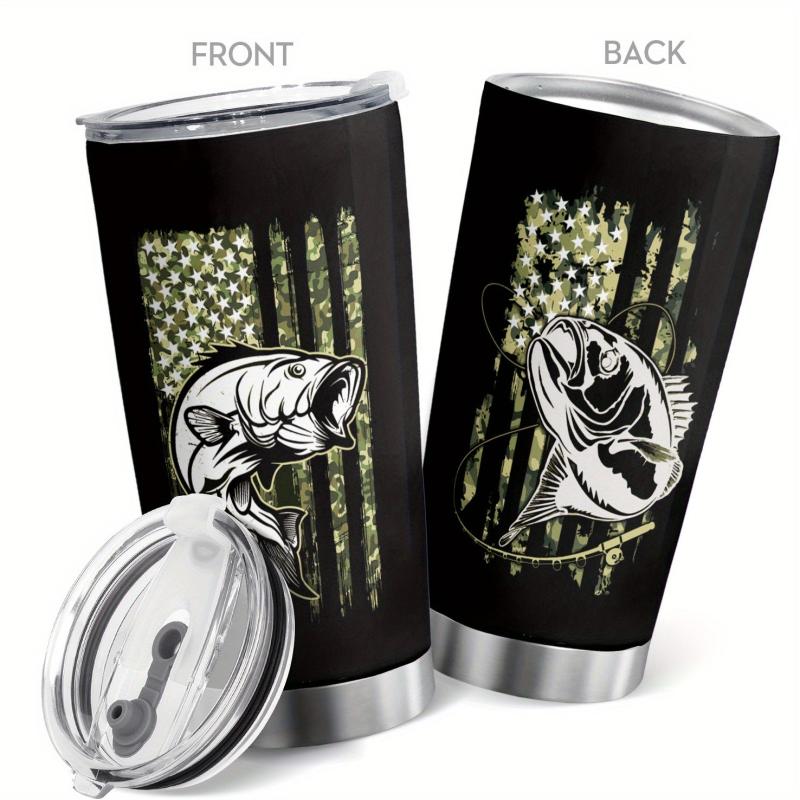 20oz Stainless Steel Patriotic Fishing Tumbler - Vacuum Insulated Travel Mug