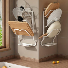 Wall-mounted Pot Lid Holder With Tray