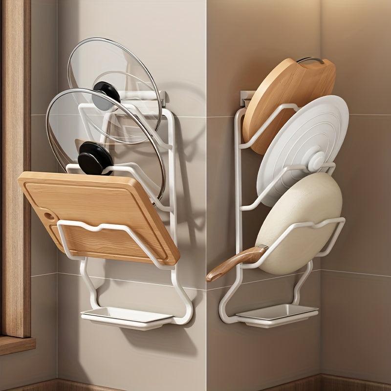 Wall-mounted Pot Lid Holder With Tray