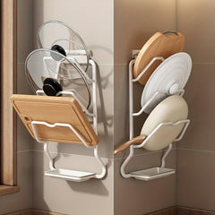 Wall-mounted Pot Lid Holder With Tray