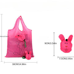 Pink Rabbit Animal Pattern Eco Shopping Bag Large Capacity