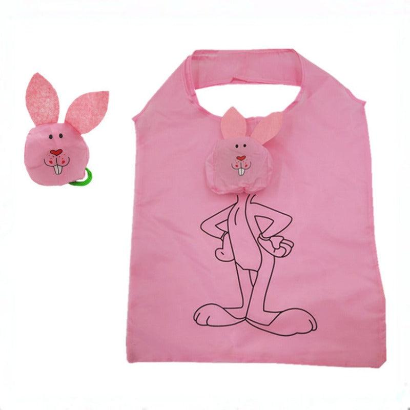 Pink Rabbit Animal Pattern Eco Shopping Bag Large Capacity