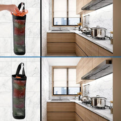 2pcs Mesh Hanging Garbage Bag Storage Bag Plastic Bag Holder