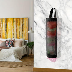 2pcs Mesh Hanging Garbage Bag Storage Bag Plastic Bag Holder
