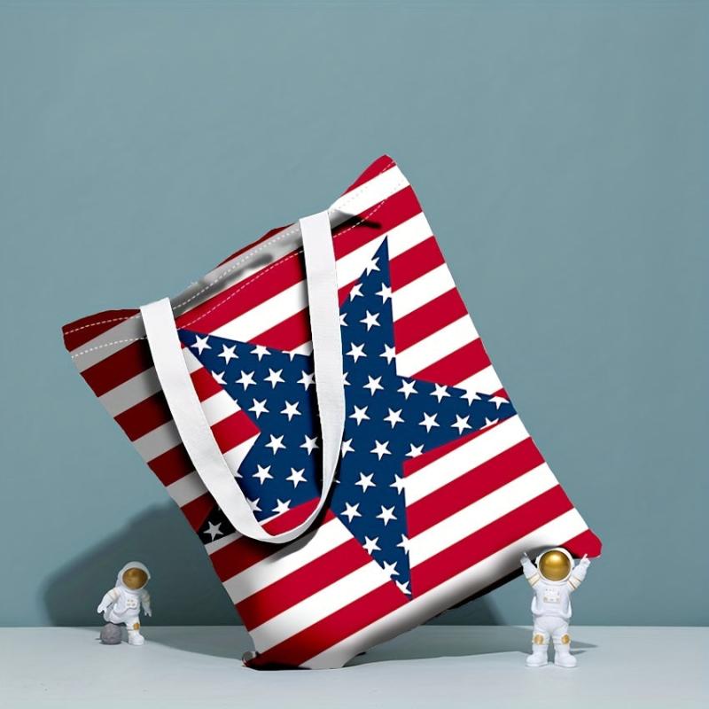 Flag Series 3 Printed Tote Bag - Reusable Canvas Shoulder Bag