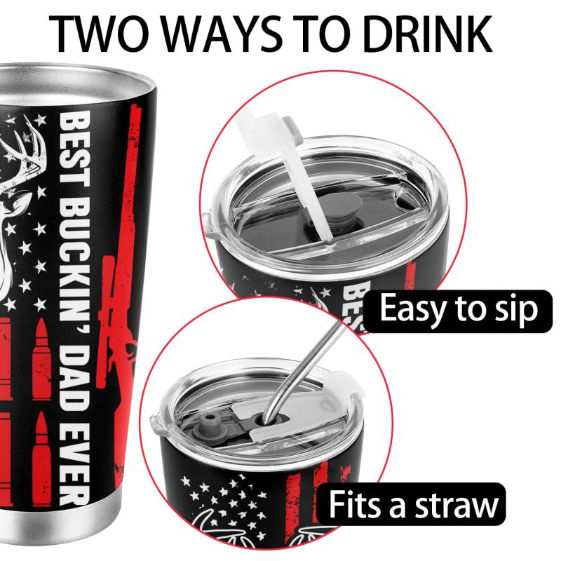 20oz Stainless Steel Tumbler Skull American Flag Perfect Gift for Dad Men