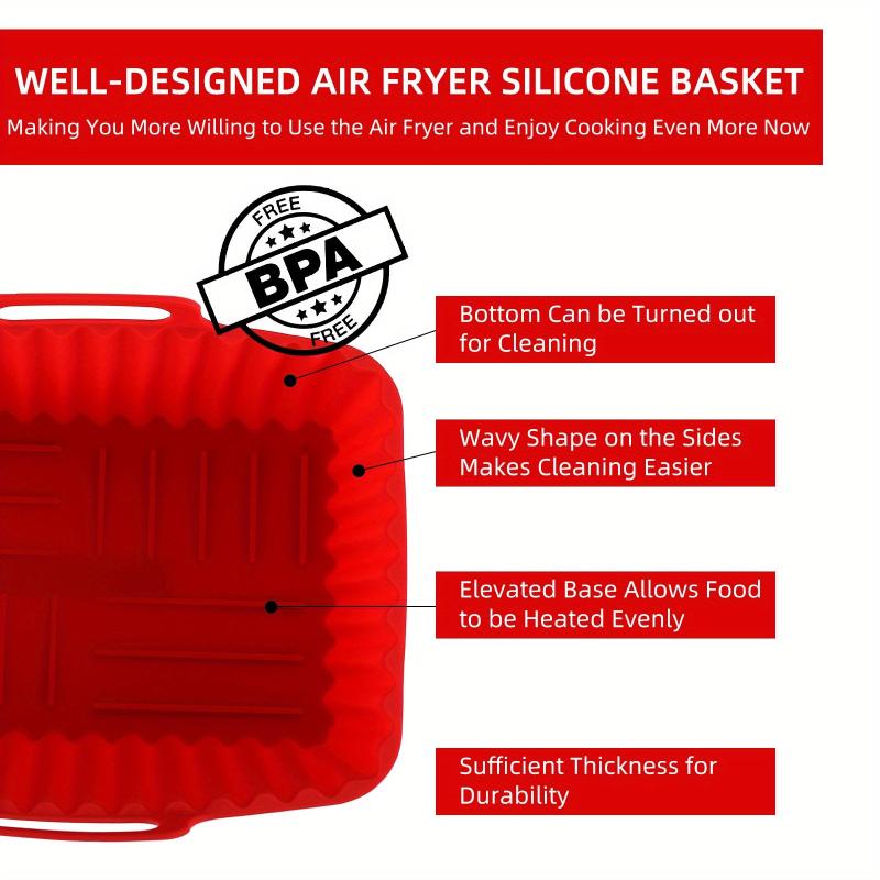 2pcs Non Stick Air Fryer Silicone Liners, Reusable Pot Liner for Dual Basket