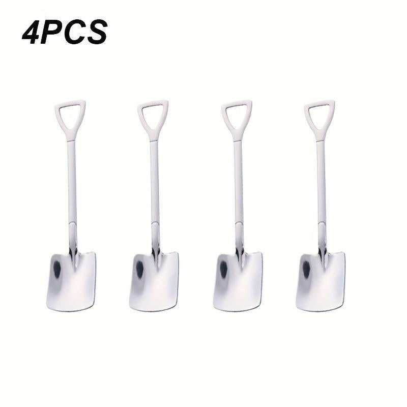 8pcs Stainless Steel Coffee Scoops Shovel Shape Tea Spoons Ice Cream Spoon
