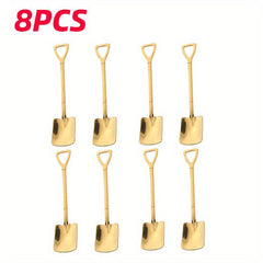 8pcs Stainless Steel Coffee Scoops Shovel Shape Tea Spoons Ice Cream Spoon