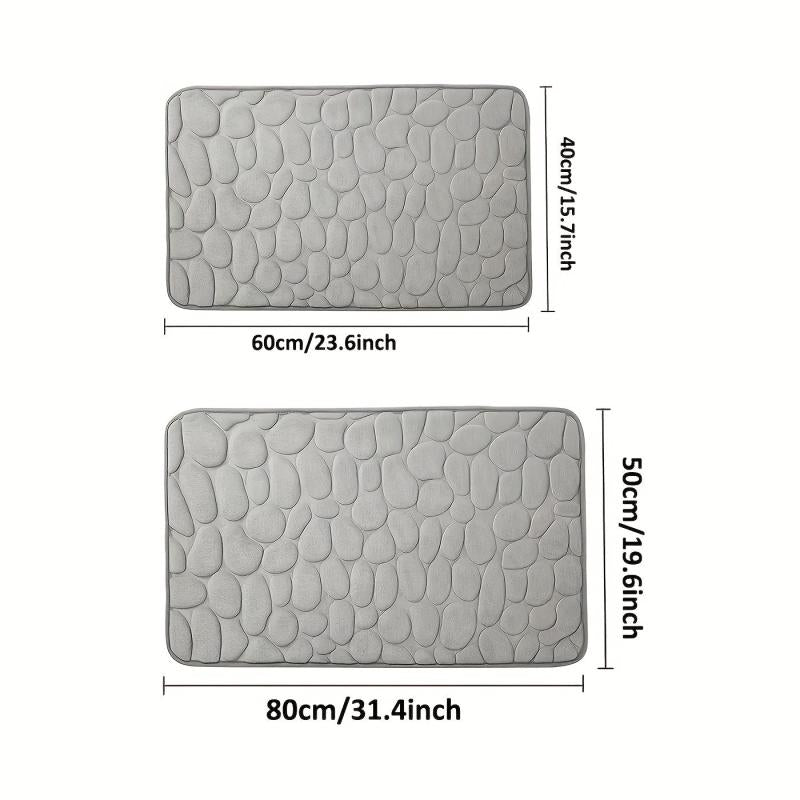 Cobblestone Embossed Memory Foam Bath Mat Non Slip Washable Thick Bath Rug