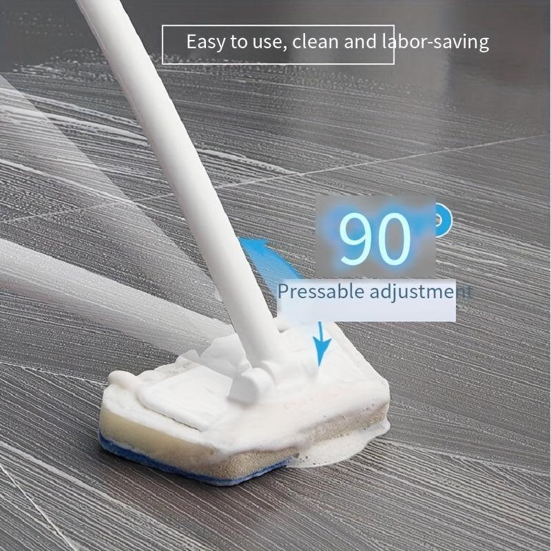 Long Handle Bathroom Cleaning Sponge with Ceramic Tile Brush