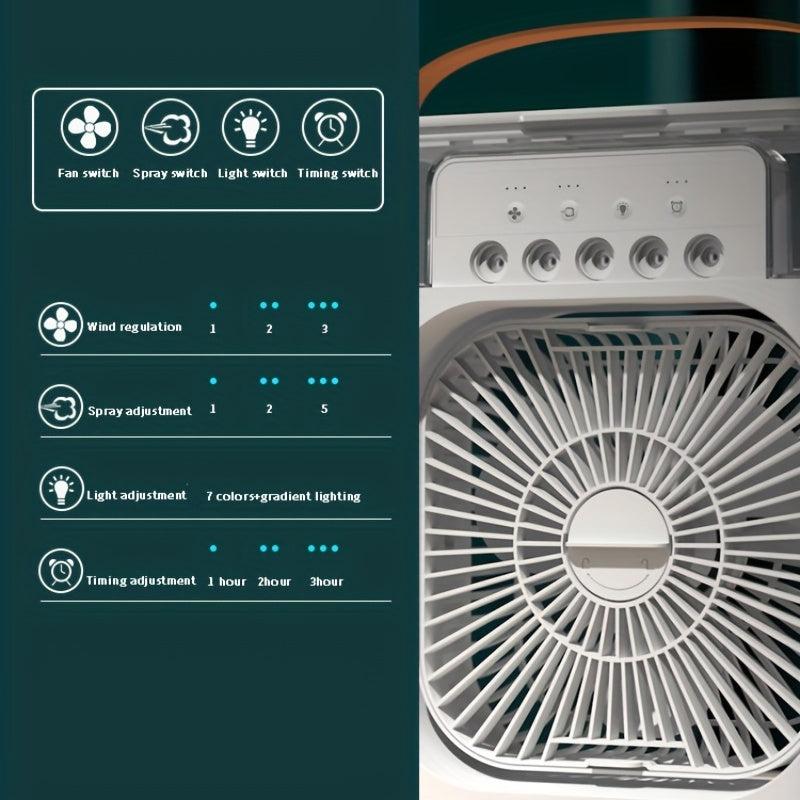 Hydrocooling Portable Air Conditioner 3 Speeds Humidifier Spray Heads