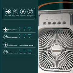 Hydrocooling Portable Air Conditioner 3 Speeds Humidifier Spray Heads
